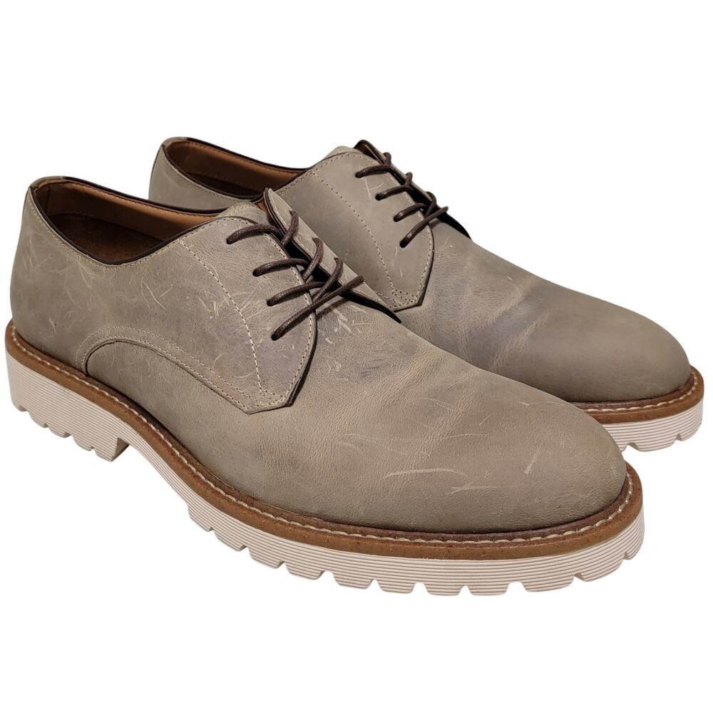 Steve Madden Men Brodee Plain Toe Derby Oxfords Size US 10.5M Off White Grey